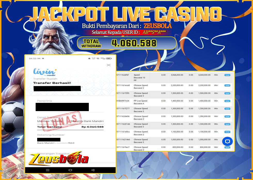 Jackpot LIVE CASINO IDR4060588,-