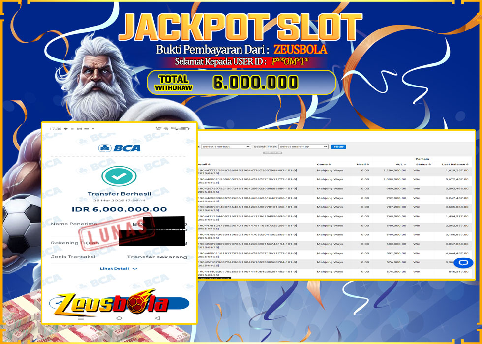 Jackpot SLOT IDR6000000,-